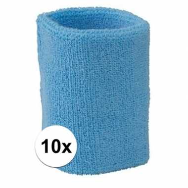 10x lichtblauw zweetbandje voor pols