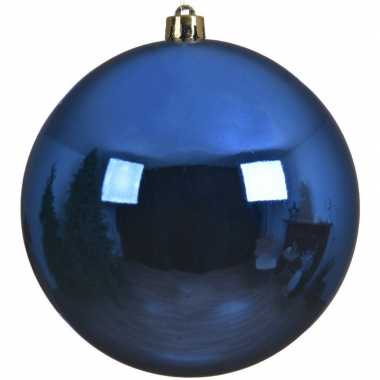1x grote kobalt blauwe kerstballen van 20 cm glans van kunststof