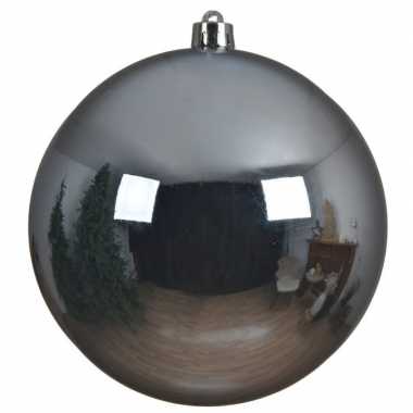 1x grote lichtblauwe kerstballen 20 cm glans van kunststof