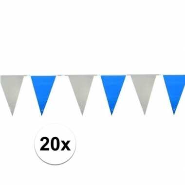 20x vlaggenlijnen lichtblauw en wit 10 meter