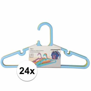 24x kledinghangers voor kinder/babykleding blauw/groen/oranje 29 x 0,2 x 15 cm