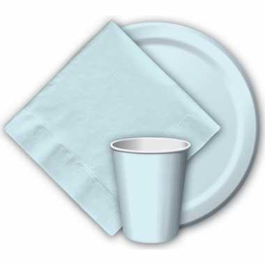24x lichtblauwe papieren feest bekertjes 256 ml