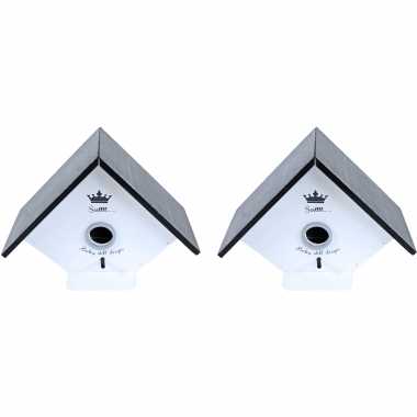 2x vogelhuisjes/nestkastjes grijs/wit baby still sleeping 18,0 x 25,0 x 13,0 cm