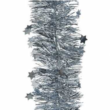 3x lichtblauwe glitter kerstslingers 10 cm breed x 270 cm