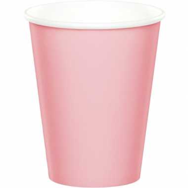 40x lichtroze papieren feest bekertjes 256 ml