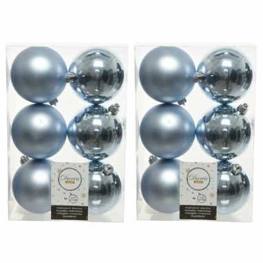 48x lichtblauwe kleine kerstballen 4 cm kunststof mat/glans