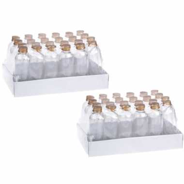 48x stuks diy cadeau/decoratie flesjes met dop kunststof 4 x 15cm