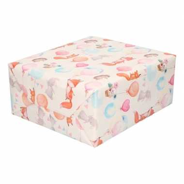 5x rollen inpakpapier/cadeaupapier baby 200 x 70 cm dieren print