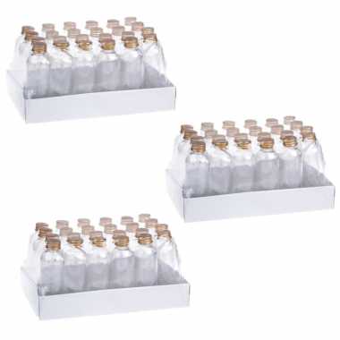 72x stuks diy cadeau/decoratie flesjes met dop kunststof 4 x 15cm