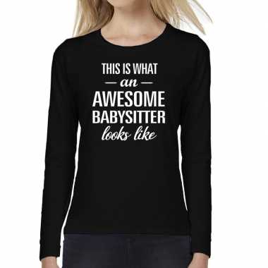 Awesome babysitter / oppas cadeau t-shirt long sleeves dames