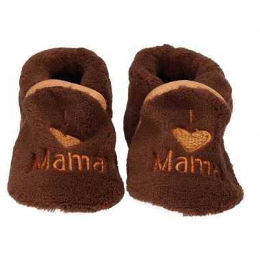 Baby pantoffels/slofjes love mama bruin