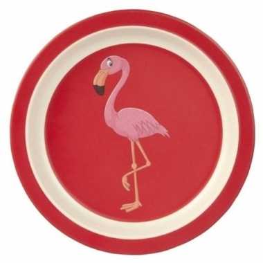 Bamboe ontbijtbord flamingo voor kinderen 21 cm