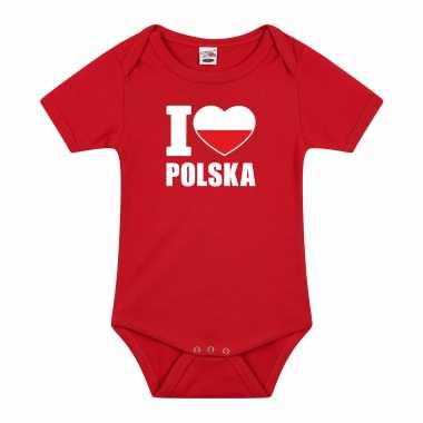 I love polska baby rompertje rood polen jongen meisje