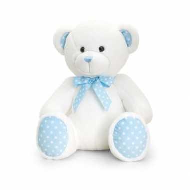 Keel toys pluche baby boy beer knuffel wit met blauw 35 cm