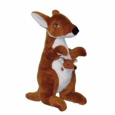 Knuffel kangoeroe met baby 28 cm