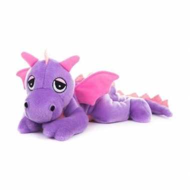 Magnetron warmte knuffel paarse draak 18 cm
