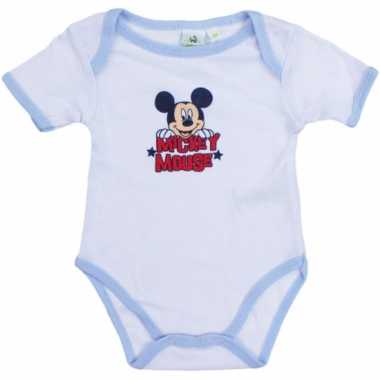 Mickey korte mouw rompertje wit/lichtblauw