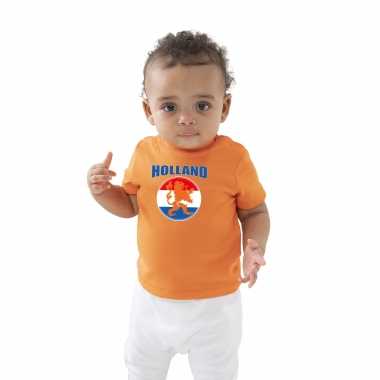 Oranje t-shirt holland met oranje leeuw nederland supporter voor baby / peuter