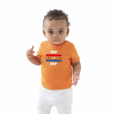 Oranje t-shirt hup holland hup holland / nederland supporter voor baby / peuters