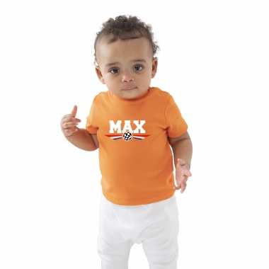 Oranje t-shirt max coureur supporter / race supporter voor baby / peuter