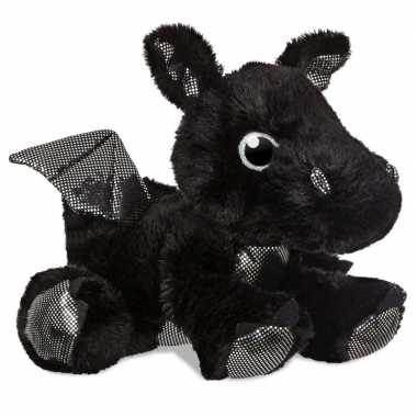 Pluche zwarte draak knuffel 30 cm speelgoed
