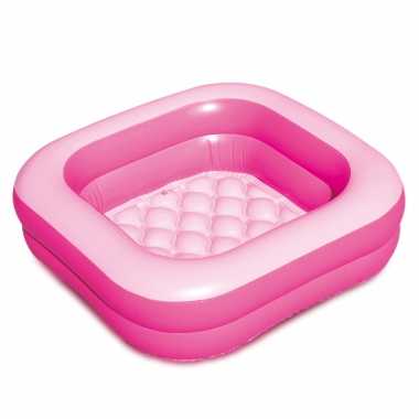 Roze opblaasbaar zwembad babybadje 86 x 86 x 25 cm speelgoed