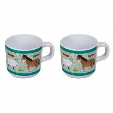 Set van 2x stuks kinder/peuter bekers boerderij thema 7 cm