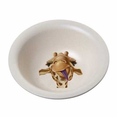 Set van 4x stuks bamboe ontbijt kommetjes giraffe voor kinderen 15 cm