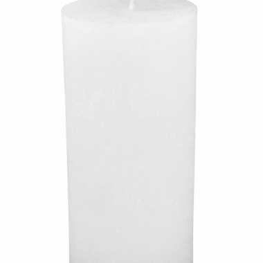 Witte rustieke stompkaars 15 cm