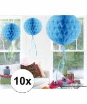 10x feestversiering decoratie bollen baby blauw 30 cm