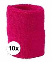 10x fuchsia roze zweetbandje voor pols