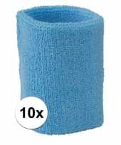 10x lichtblauw zweetbandje voor pols