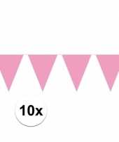 10x vlaggenlijn slinger baby roze 10 meter