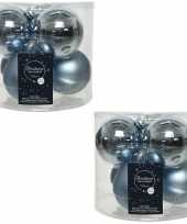 12x lichtblauwe glazen kerstballen 8 cm glans en mat