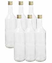 12x stuks diy glazen cadeau decoratie flesjes 1000ml 1ltr met dop 8 5 x 30 cm