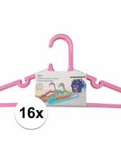16x kledinghangers voor kinder babykleding roze groen oranje 29 x 0 2 x 15 cm