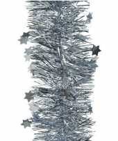 1x lichtblauwe glitter kerstslingers 10 cm breed x 270 cm