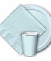 24x lichtblauwe papieren feest bekertjes 256 ml