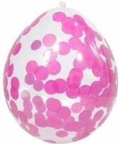 24x stuks transparante ballonnen roze confetti 30 cm