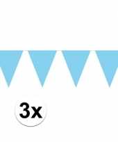 3x mini vlaggenlijn slinger versiering baby blauw