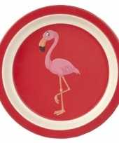 3x stuks bamboe ontbijtbordjes flamingo voor kinderen 21 cm