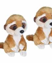 3x stuks pluche bruine baby stokstaartje knuffel 18 cm speelgoed