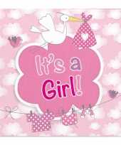 40x geboorte meisje babyshower servetten roze 25 x 25 cm papier