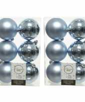 48x lichtblauwe kleine kerstballen 4 cm kunststof mat glans