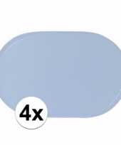 4x ovale placemats lichtblauw 43 x 28 cm