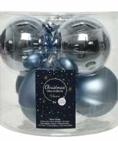 6x lichtblauwe glazen kerstballen 8 cm glans en mat