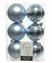 6x lichtblauwe kerstballen 8 cm kunststof mat glans