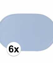 6x ovale placemats lichtblauw 43 x 28 cm