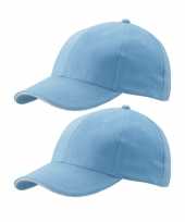6x stuks lichtblauwe baseball cap 100 katoen