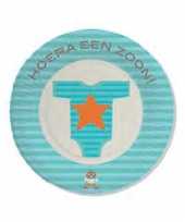 8x stuks wegwerp bordjes geboorte zoon jongen van karton 18 cm